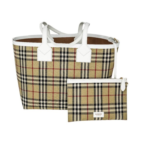 Burberry Medium London House Check Tote Bag With Pouch - Picture 1 of 10